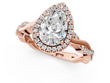 Rose gold Pear Cut Halo Twisted Band Four-Prong Ring_34