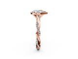 Rose gold Pear Cut Halo Twisted Band Four-Prong Ring_35