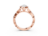 Rose gold Pear Cut Halo Twisted Band Four-Prong Ring_36