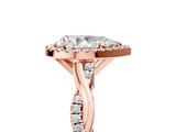 Rose gold Pear Cut Halo Twisted Band Four-Prong Ring_38