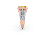 Rose gold Pear Cut Halo Yellow Sapphire Ring with Split Shank and Four-Prong Setting_26