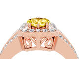 Rose gold Pear Cut Halo Yellow Sapphire Ring with Split Shank and Four-Prong Setting_28