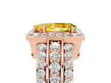 Rose gold Pear Cut Halo Yellow Sapphire Ring with Split Shank and Four-Prong Setting_29
