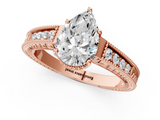 Rose gold Pear Cut Milgrain Channel Set Engagement Ring with Solitaire Prong Setting_57