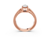 Rose gold Pear Cut Milgrain Channel Set Engagement Ring with Solitaire Prong Setting_59