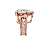 Rose gold Pear Cut Milgrain Channel Set Engagement Ring with Solitaire Prong Setting_61