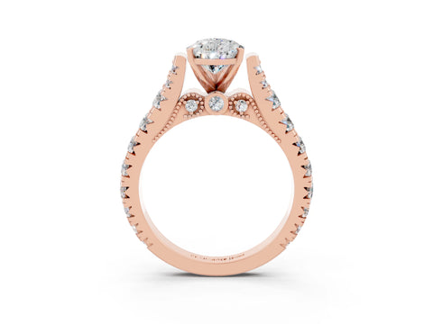 Rose gold Pear Cut Moissanite Classic Solitaire Ring with Pavé Band and Four-Prong Setting_3