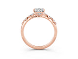 Rose gold Pear Cut Moissanite Cluster Side Stone Solitaire Ring with Prong Setting_26