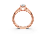 Rose gold Pear Cut Moissanite Engagement Ring with Milgrain Channel Set Band and Prong Setting_3