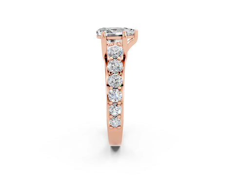 Rose gold Pear Cut Moissanite Engagement Ring with Pavé Band and Four-Prong Setting_2