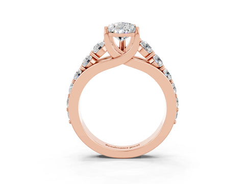 Rose gold Pear Cut Moissanite Engagement Ring with Pavé Band and Four-Prong Setting_3