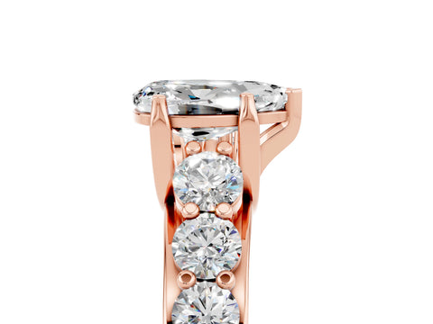 Rose gold Pear Cut Moissanite Engagement Ring with Pavé Band and Four-Prong Setting_5