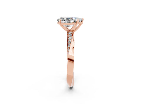 Rose gold Pear Cut Moissanite Engagement Ring with Side Stone Accents and Four-Prong Setting_29