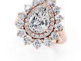 Rose gold Pear Cut Moissanite Floral Double Halo Engagement Ring with Prong Setting_13