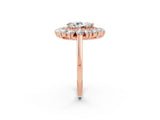 Rose gold Pear Cut Moissanite Floral Double Halo Engagement Ring with Prong Setting_14
