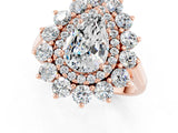 Rose gold Pear Cut Moissanite Floral Double Halo Engagement Ring with Prong Setting_49
