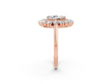 Rose gold Pear Cut Moissanite Floral Double Halo Engagement Ring with Prong Setting_50