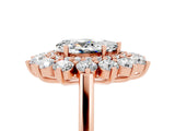 Rose gold Pear Cut Moissanite Floral Double Halo Engagement Ring with Prong Setting_53