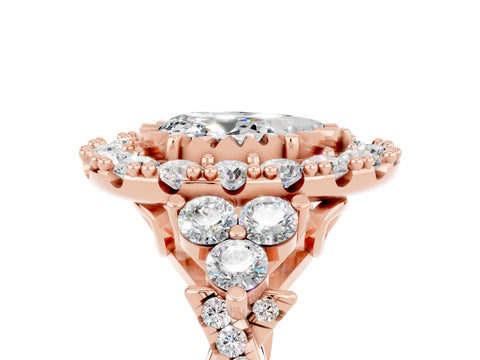 Rose gold Pear Cut Moissanite Halo Ring with Pavé Band and Four-Prong Setting_17
