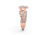 Rose gold Pear Cut Moissanite Halo Ring with Round Split Shank and Prong Setting_62
