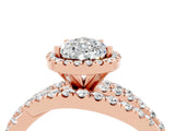 Rose gold Pear Cut Moissanite Halo Ring with Round Split Shank and Prong Setting_64