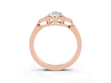 Rose gold Pear Cut Moissanite Halo Ring with Tapered Band and Four-Prong Setting_3
