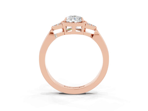 Rose gold Pear Cut Moissanite Halo Ring with Tapered Band and Four-Prong Setting_3