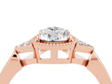 Rose gold Pear Cut Moissanite Halo Ring with Tapered Band and Four-Prong Setting_4