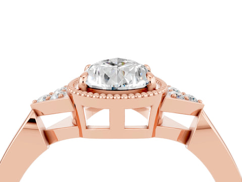 Rose gold Pear Cut Moissanite Halo Ring with Tapered Band and Four-Prong Setting_4