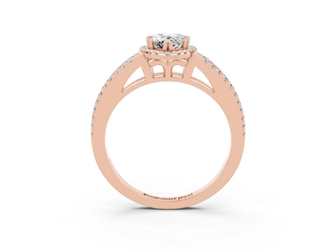 Rose gold Pear Cut Moissanite Halo Split Shank Engagement Ring_15