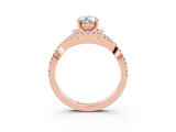 Rose gold Pear Cut Moissanite  Halo Twist Band Solitaire Prong Setting Ring_39