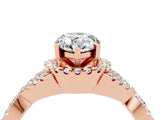 Rose gold Pear Cut Moissanite  Halo Twist Band Solitaire Prong Setting Ring_40