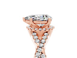 Rose gold Pear Cut Moissanite  Halo Twist Band Solitaire Prong Setting Ring_41