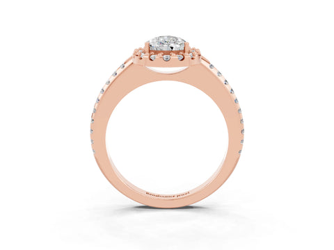Rose gold Pear Cut Moissanite Pavé Halo Ring with Four-Prong Setting_15