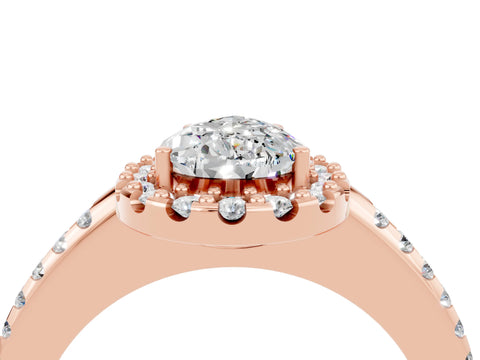Rose gold Pear Cut Moissanite Pavé Halo Ring with Four-Prong Setting_16