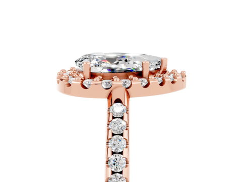 Rose gold Pear Cut Moissanite Pavé Halo Ring with Four-Prong Setting_17