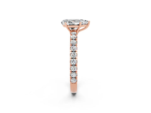 Rose gold Pear Cut Moissanite Pavé Solitaire Engagement Ring with Four-Prong Setting_14