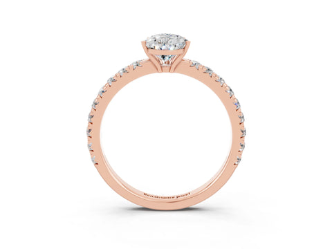 Rose gold Pear Cut Moissanite Pavé Solitaire Engagement Ring with Four-Prong Setting_15