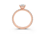 Rose gold Pear Cut Moissanite Pavé Solitaire Ring with Round Band and Prong Setting_27