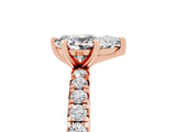 Rose gold Pear Cut Moissanite Pavé Solitaire Ring with Round Band and Prong Setting_29