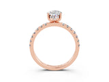 Rose gold Pear Cut Moissanite Pave Band Solitaire Ring with Four-Prong Setting_27
