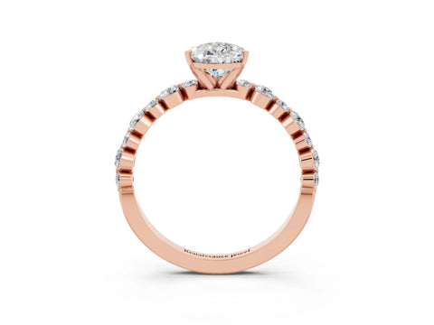Rose gold Pear Cut Moissanite Prong Set Engagement Ring with Pavé Band_3
