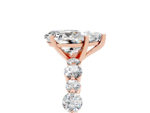 Rose gold Pear Cut Moissanite Prong Set Engagement Ring with Pavé Band_5