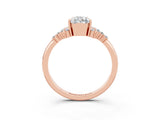 Rose gold Pear Cut Moissanite Ring with Side Stones and Four-Prong Setting_39
