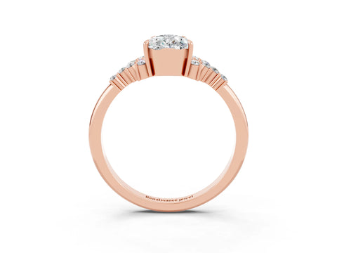 Rose gold Pear Cut Moissanite Ring with Side Stones and Four-Prong Setting_39