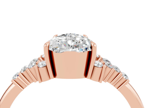 Rose gold Pear Cut Moissanite Ring with Side Stones and Four-Prong Setting_40