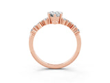 Rose gold Pear Cut Moissanite Scattered Round Accent Ring with Prong Setting_17