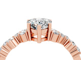 Rose gold Pear Cut Moissanite Scattered Round Accent Ring with Prong Setting_18