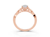 Rose gold Pear Cut Moissanite Solitaire Celtic Knot Ring with Four-Prong Setting_15