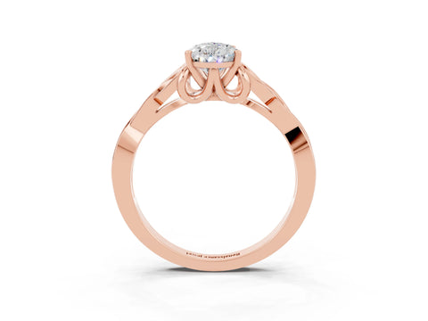 Rose gold Pear Cut Moissanite Solitaire Celtic Knot Ring with Four-Prong Setting_15